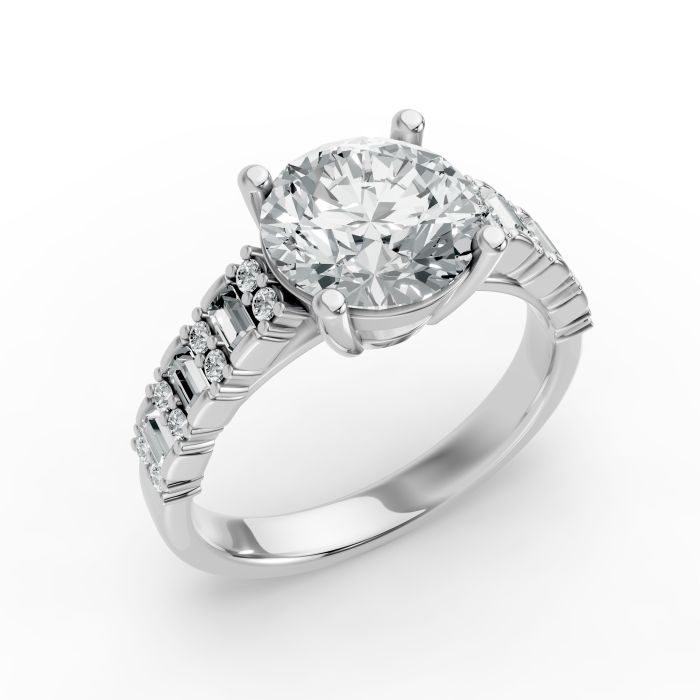 Round Shape Diamond Bridal Ring in Gold