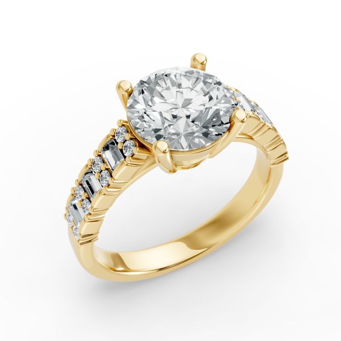Round Shape Diamond Bridal Ring in Gold