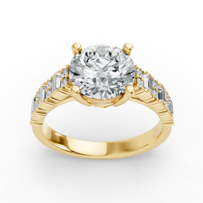 Round Shape Diamond Bridal Ring in Gold