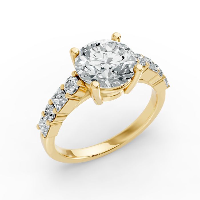 Round Shape Diamond Bridal Ring in Gold