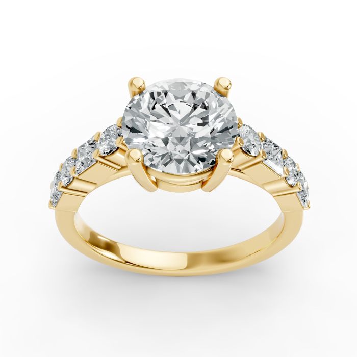 Round Shape Diamond Bridal Ring in Gold