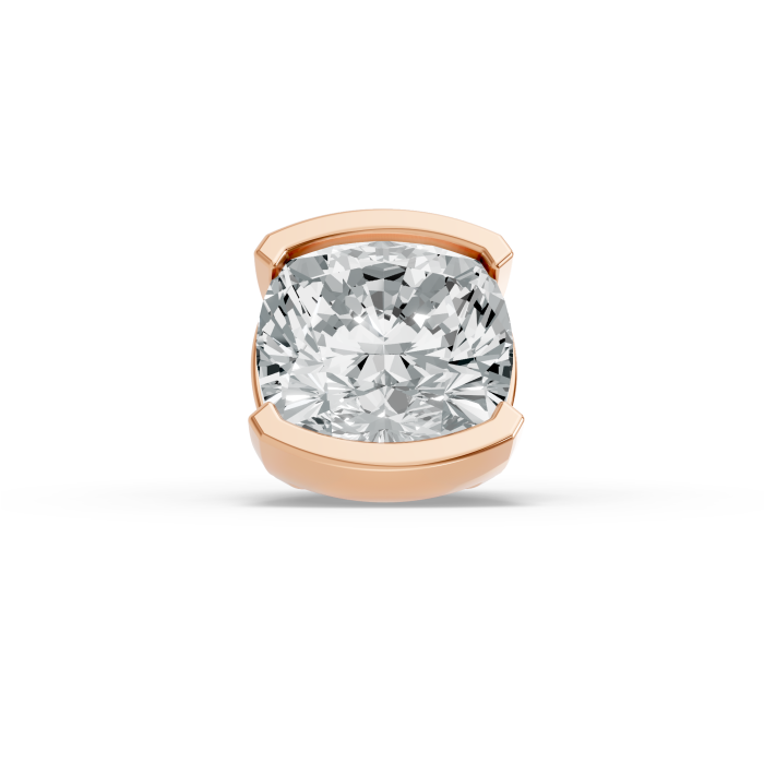 0.51CT Cushion Shape Lab Grown Diamond Half Bezel Head in 10KT White Gold