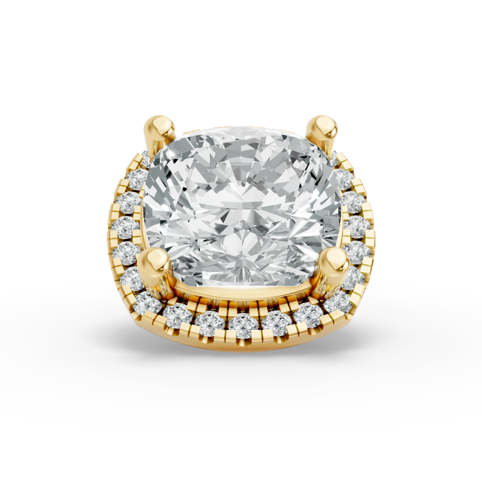 0.51CT Cushion Shape Lab Grown Diamond Top Halo Head with 20 Round Shape Side Stones in 10KT White Gold