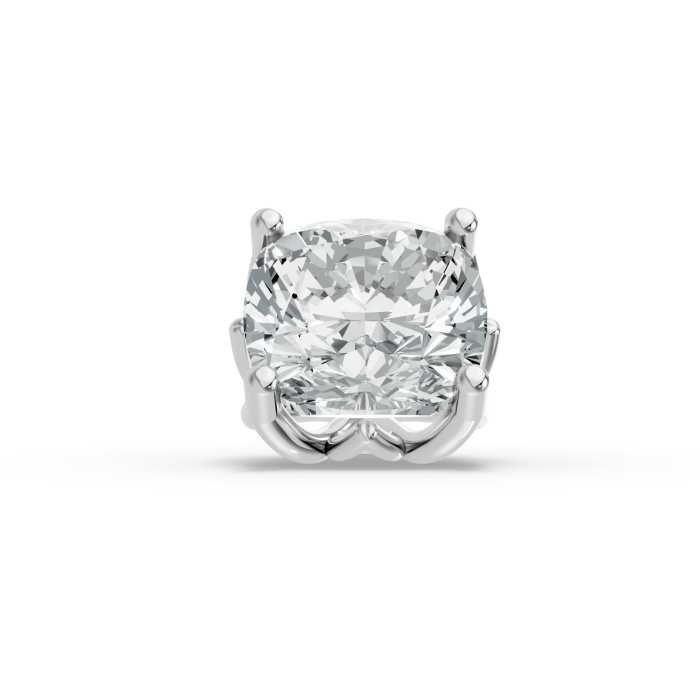 0.51CT Cushion Shape Lab Grown Diamond Lotus Head Head in 10KT White Gold