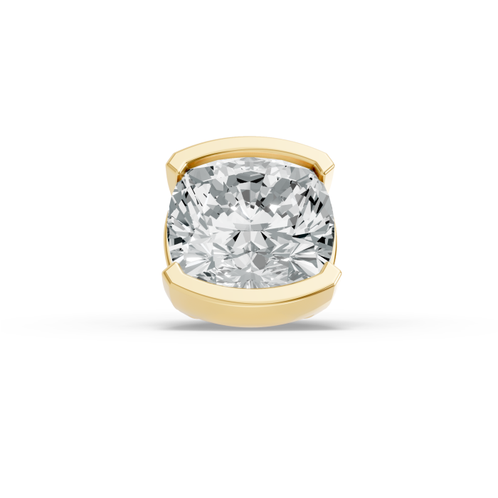 0.51CT Cushion Shape Lab Grown Diamond Half Bezel Head in 10KT White Gold