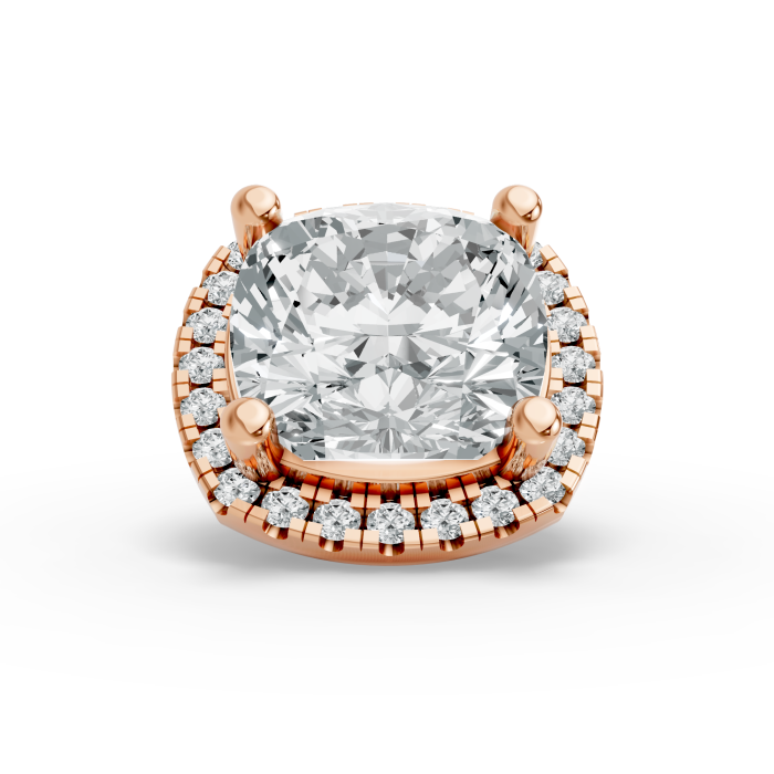 0.51CT Cushion Shape Lab Grown Diamond Top Halo Head with 20 Round Shape Side Stones in 10KT White Gold