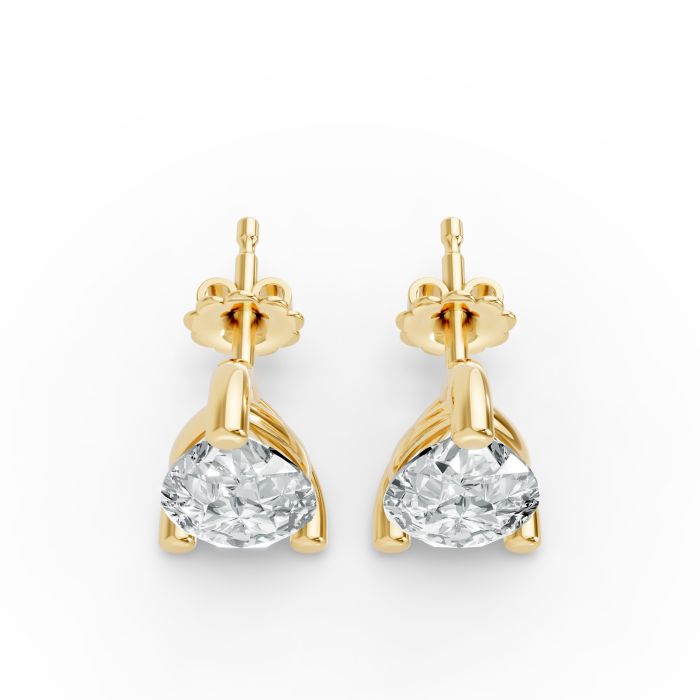 2CTW Pear Shape Lab Grown Diamond 3-prong Push-Back Studs in Rhodium / Gold Plated 925 Rose Gold Plated