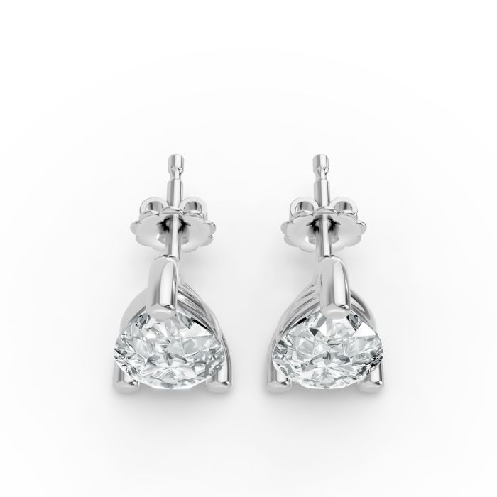 2CTW Pear Shape Lab Grown Diamond 3-prong Push-Back Studs in Rhodium / Gold Plated 925 Rose Gold Plated
