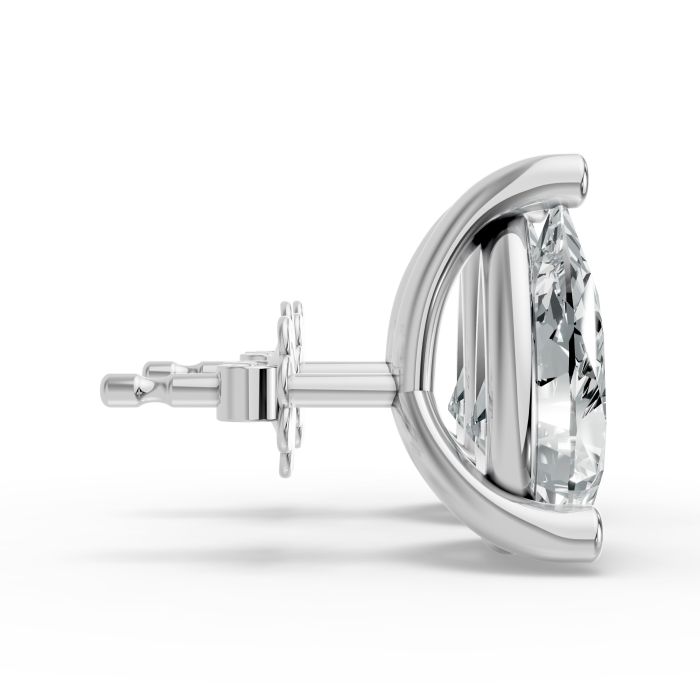 2CTW Pear Shape Lab Grown Diamond 3-prong Push-Back Studs in Rhodium / Gold Plated 925 Rose Gold Plated