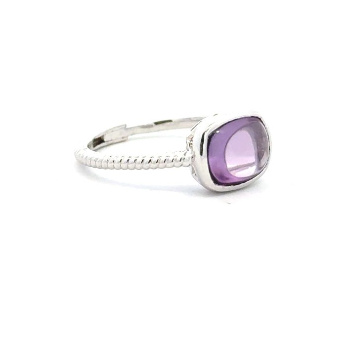 Color Candy Rings  with 1.57  Cushion Amethyst 0.00  Sides set on 1.49gr Silver