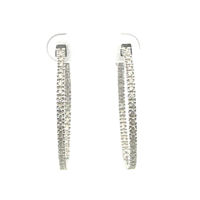 HOOP Earrings  1.07   with 1.07  Round Brilliant Diamond Sides set on 6.07gr 14k WG