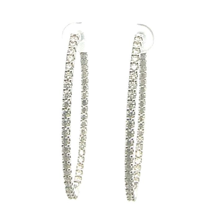 Basics Earrings  3.00   with 3.00  Round Brilliant Diamond Sides set on 13.54gr 14k WG