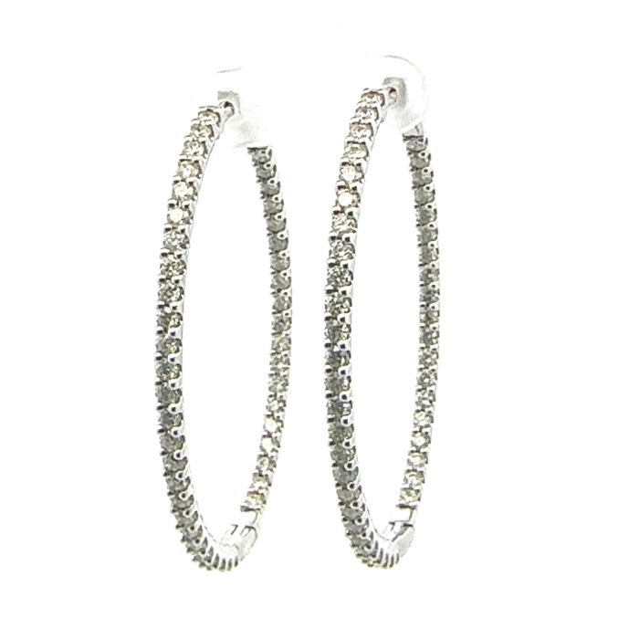 Earrings  4.00   with 4.00  Round Brilliant Diamond Sides set on 15.14gr 14k WG