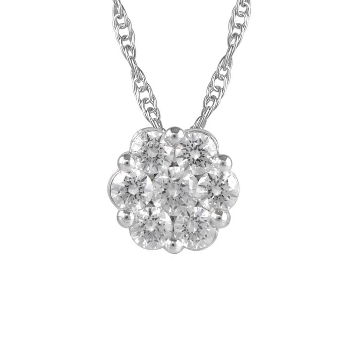 Close Outs Pendants  1.00   with 1.00  Round Brilliant Diamond Sides set on 1.65gr 14k WG