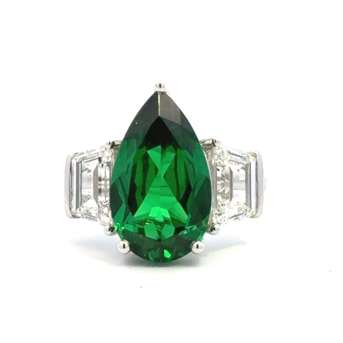 STACEY Rings  12.39   with 9.64  Pear Lab Grown Diamond 2.75  Sides set on 5.20gr 14k WG