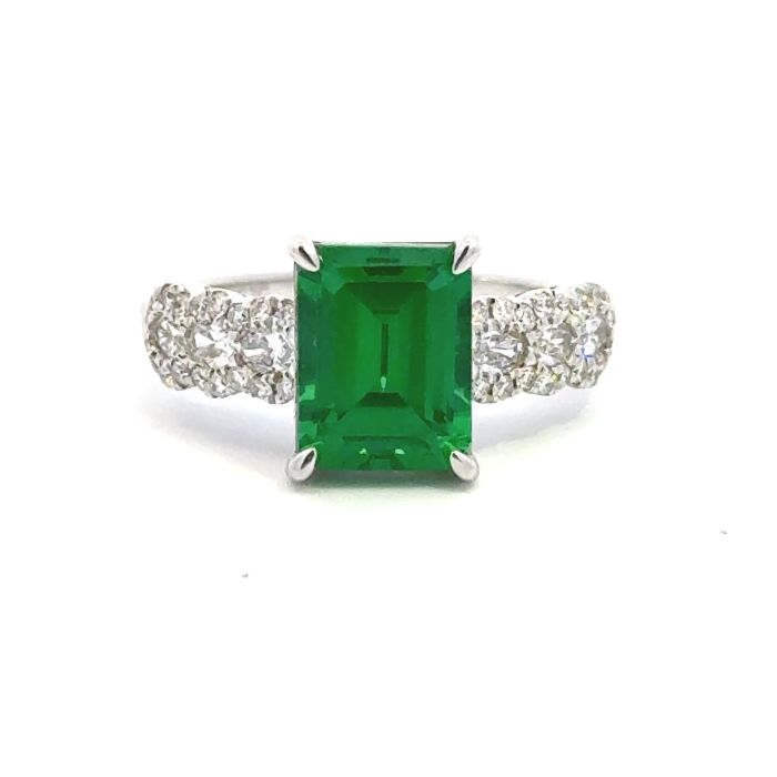 Rings-Bridal, Emerald  14k WG  Gemma