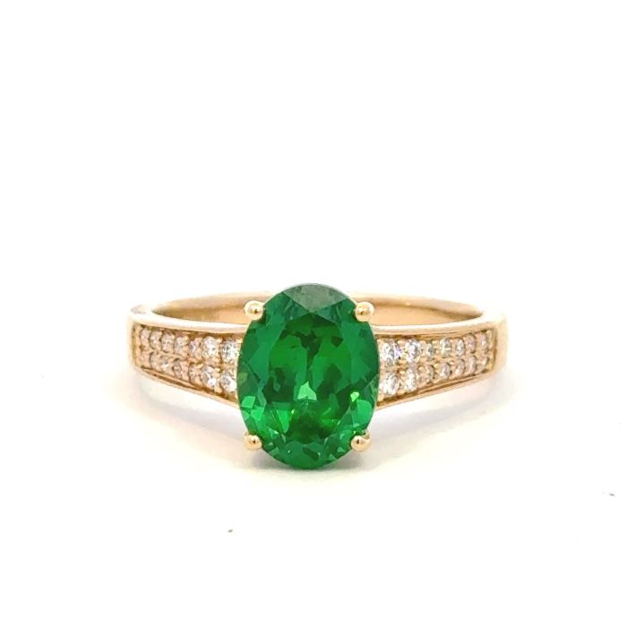 Rings-Bridal, Emerald  14k YG  Gemma