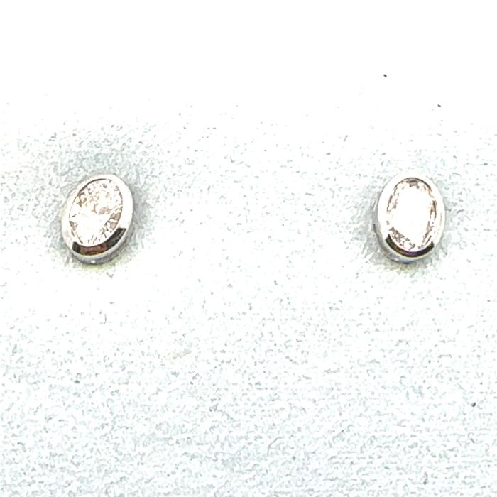 LUCY Earrings with 0.70  Oval Lab Grown Diamond Sides set on 0.79gr 10k WG