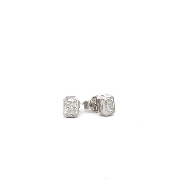 Sparkles Earrings  0.50   with 0.50  Radiant Lab Grown Diamond Sides set on 0.72gr 10k WG