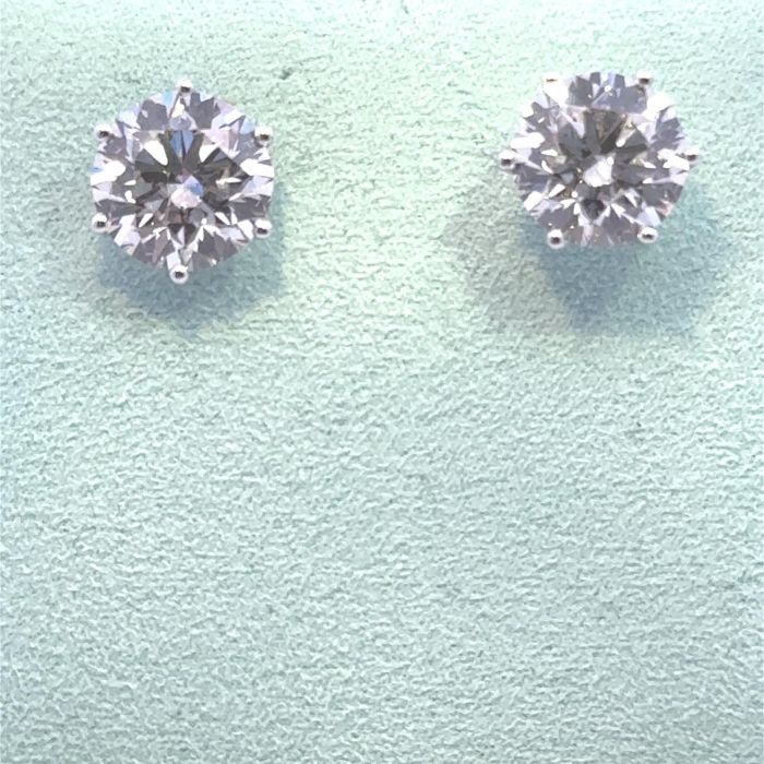 Lab Grown Earrings  4.50ctw 2 Round Lab Grown Diamond set on 0.87gr 14k WG