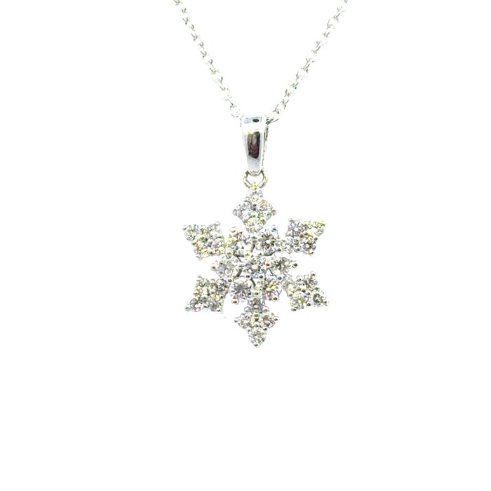 Lab Grown Anow Flake Pendant 0.54ctw 31 Round set on 0.61gr 10k WG