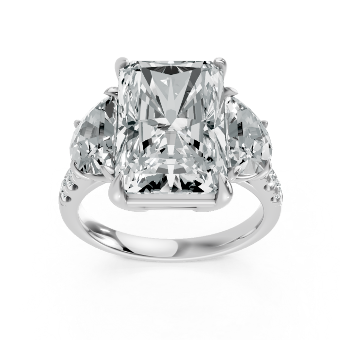 Lab Grown Stacey Collection 7.71ctw ,5.96 ct RA Center 8 pcs sides 1.75 cts 3.72 gr 14k WG