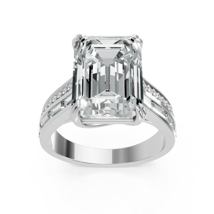 Lab Grown Stacey Collection 6.6ctw 5.89ct RA Center 28 D sides 0.71cts 4.33 gr 14k WG