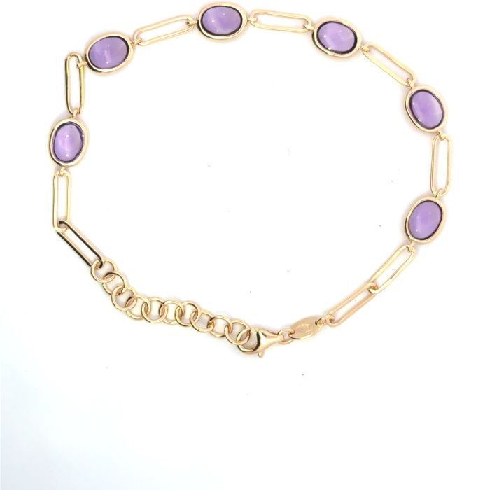 Color Candy Collection with 18 pcs OV Amethyst Gemstone 17.1 set on 14K Gold Plated Silver