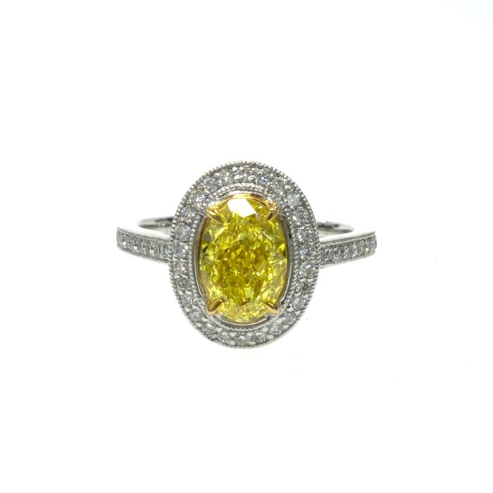 Platinum Lab Grown Diamond  Rings  1YOV- 1.35CT 46RD- 0.28CTW 1.63CTW/  4.70GR