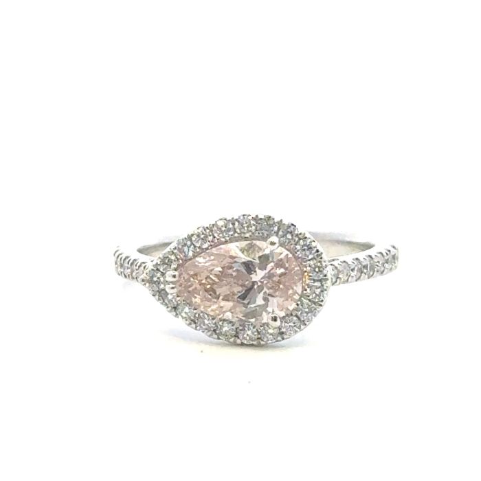 14k WG Lab Grown Diamond  Rings  Pear 1.10CT Round Brilliant   0.39CTW 1.49CTW/  2.83GR