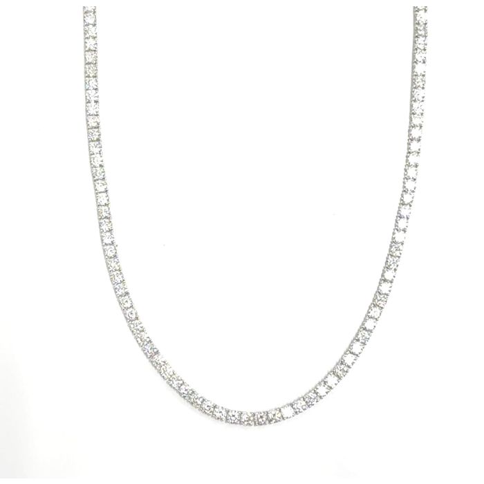 Luxury Basics Necklace  30.10   Round Lab Grown Diamond 30.10  Sides set on 25.67gr 14k WG