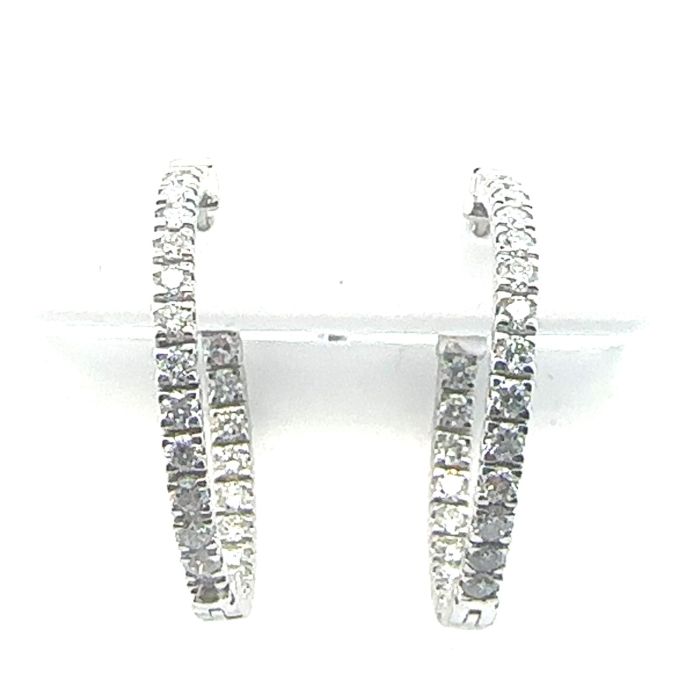 Earrings-HOOPS, Diamond  14k WG  Basics