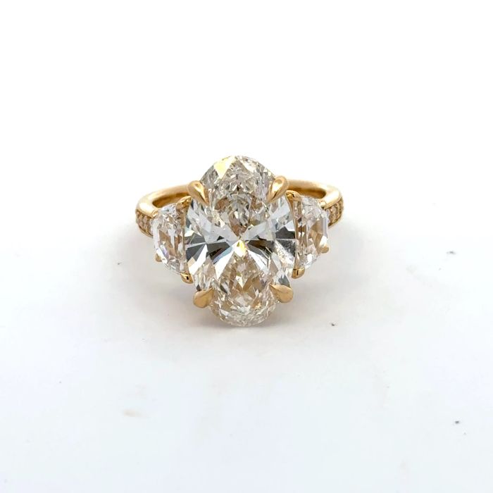 Stacey Rings  8.21   with 6.55  Oval Lab Grown Diamond 1.66  Sides set on 5.23gr 14k YG