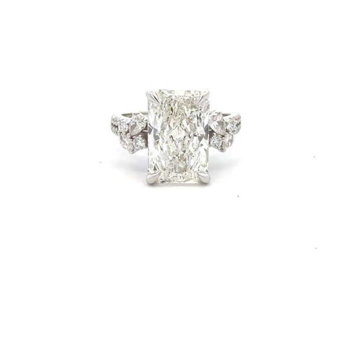 Stacey Rings  7.12   with 6.67  Radiant Lab Grown Diamond 0.45  Sides set on 4.72gr 14k WG