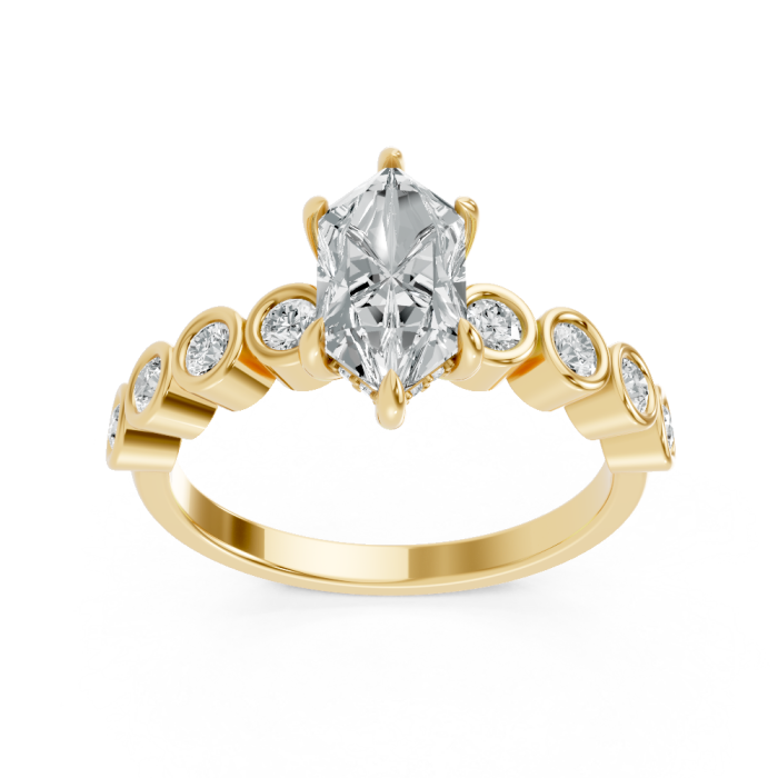 Lab Grown Stacey Collection 1.47ctw , 1.47 ct DUCH Center 24 pcs sides 0 cts 2.23 gr 14k YG