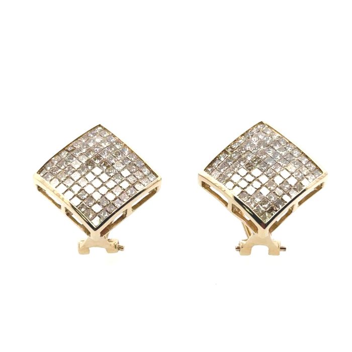 Stan Earrings  2.28   Princess Cut Diamond Sides set on 5.15gr 14k YG