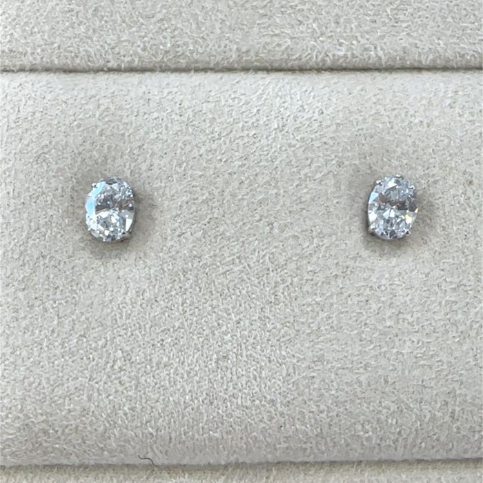 Lab Grown Collection Earrings with 2 pcs 0.5 ctw set on 0.62 gr 14k WG 0.72 GW