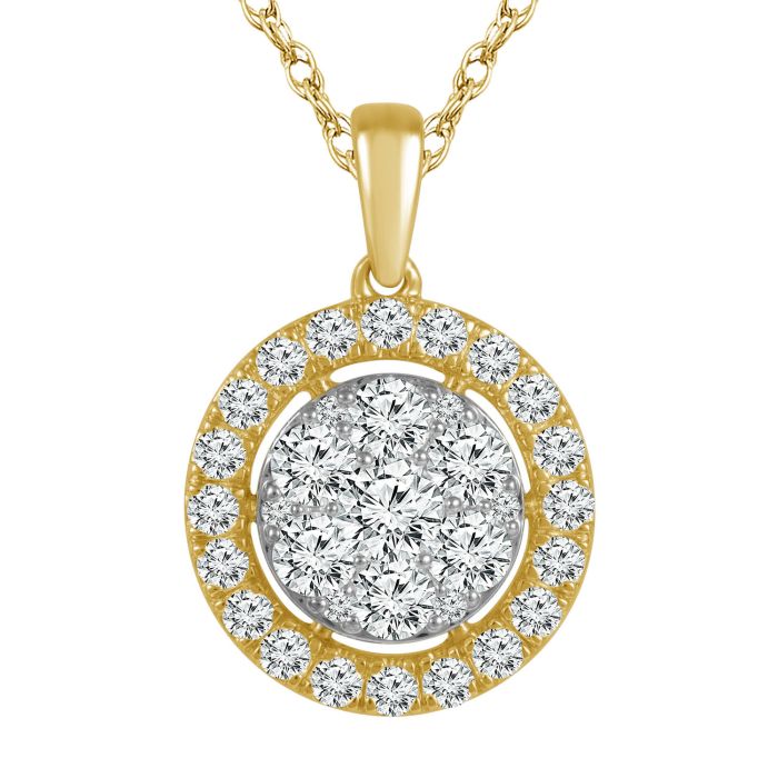 14KW 1 CTW FASHION PENDANT J-BACK W/ALL RD B56