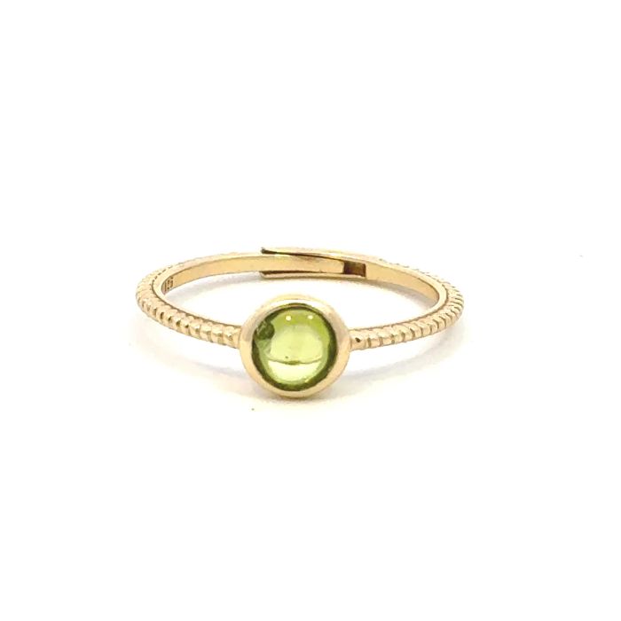Color Candy Collection Rings with 1 pcs 5MM RD Peridot set on 1.45 gr SS/14k YG 