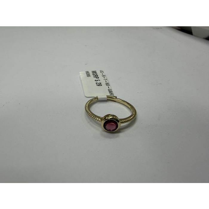 Color Candy Collection Rings with 1 pcs 5MM RD Garnet set on 1.45 gr SS/14k YG 