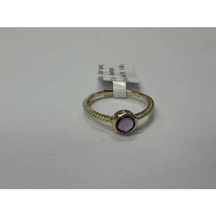 Color Candy Collection Rings with 1 pcs 5MM RD Amethyst set on 1.45 gr SS/14k YG 