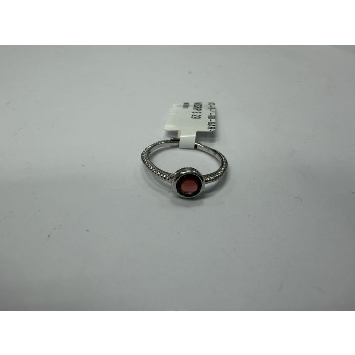 Color Candy Collection Rings with 1 pcs 5MM RD Garnet set on 1.45 gr SS/14k WG 