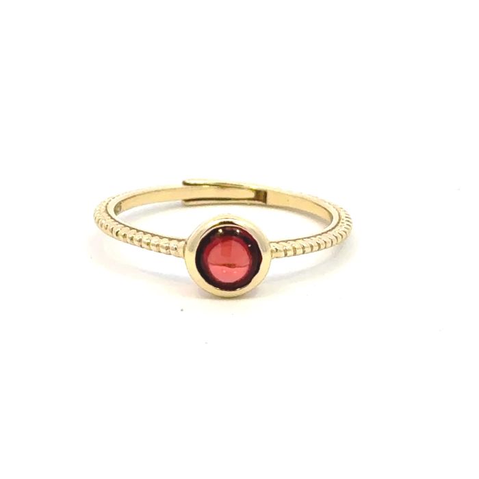 Color Candy Collection Rings with 1 pcs 5MM RD Garnet set on 1.45 gr SS/14k YG 