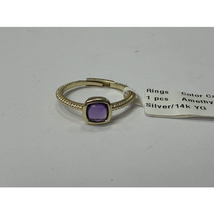 Color Candy Collection Rings with 1 pcs 5MM CU Amethyst set on 1.45 gr SS/14k YG 