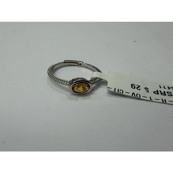 Color Candy Collection Rings with 1 pcs 6X4 OV Citrine set on 1.5 gr SS/14k WG 