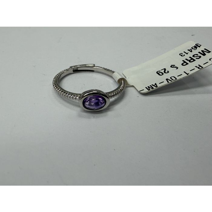 Color Candy Collection Rings with 1 pcs 6X4 OV Amethyst set on 1.5 gr SS/14k WG 
