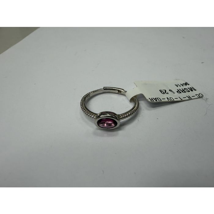 Color Candy Collection Rings with 1 pcs 6X4 OV Garnet set on 1.5 gr SS/14k WG 