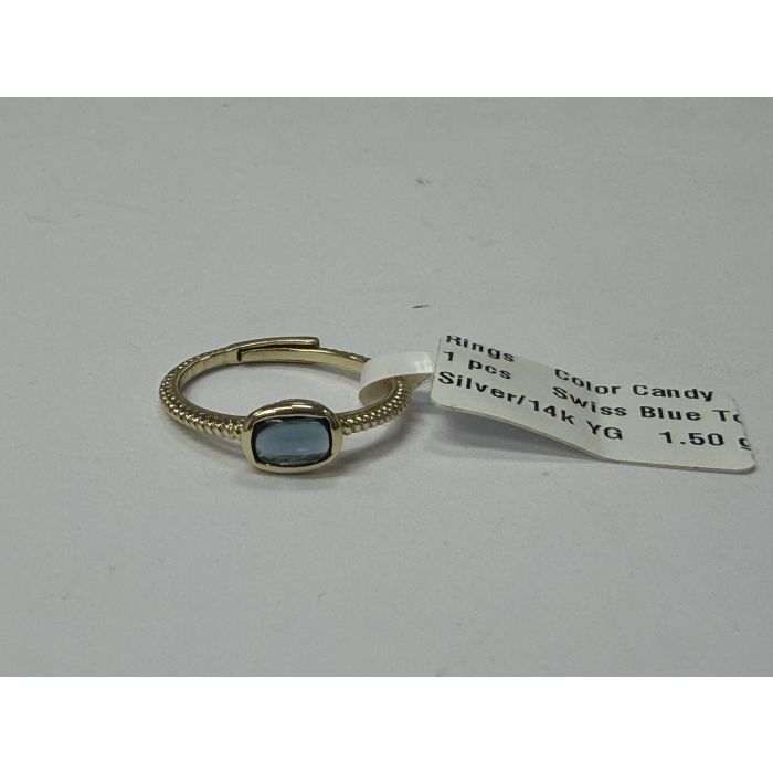 Color Candy Collection Rings with 1 pcs 6X4 CU Peridot set on 1.5 gr SS/14k YG 