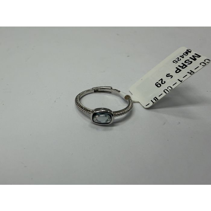 Color Candy Collection Rings with 1 pcs 6X4 CU Blue Topaz set on 1.5 gr SS/14k WG 