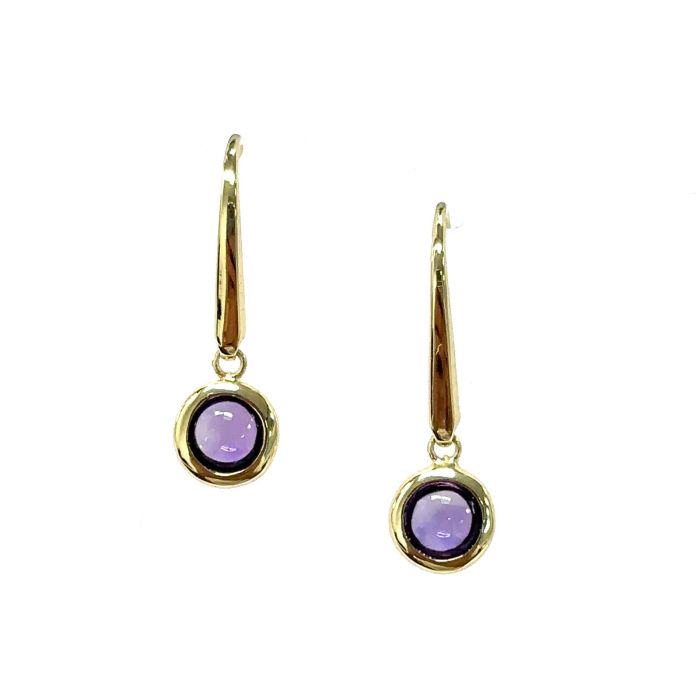 Color Candy Collection Earrings with 2 pcs 5MM RD Amethyst set on 1.45 gr SS/14k YG 